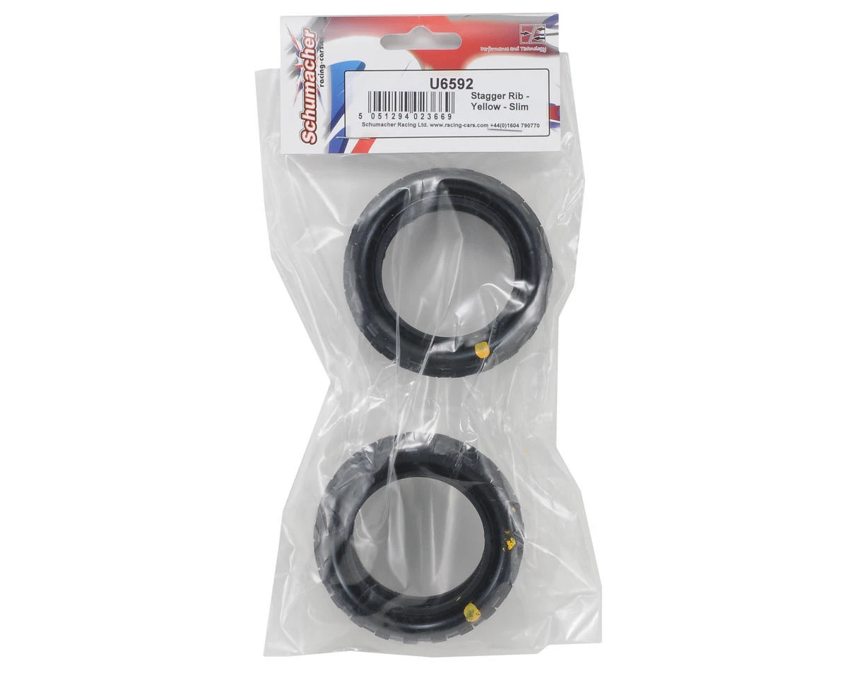 Schumacher "Stagger Rib" Slim 2.2" 1/10 2WD Buggy Front Carpet Tires (2) (Yellow) 4 Schumacher "Stagger Rib" Slim 2.2" 1/10 2WD Buggy Front Carpet Tires (2) (Yellow) - Image 2