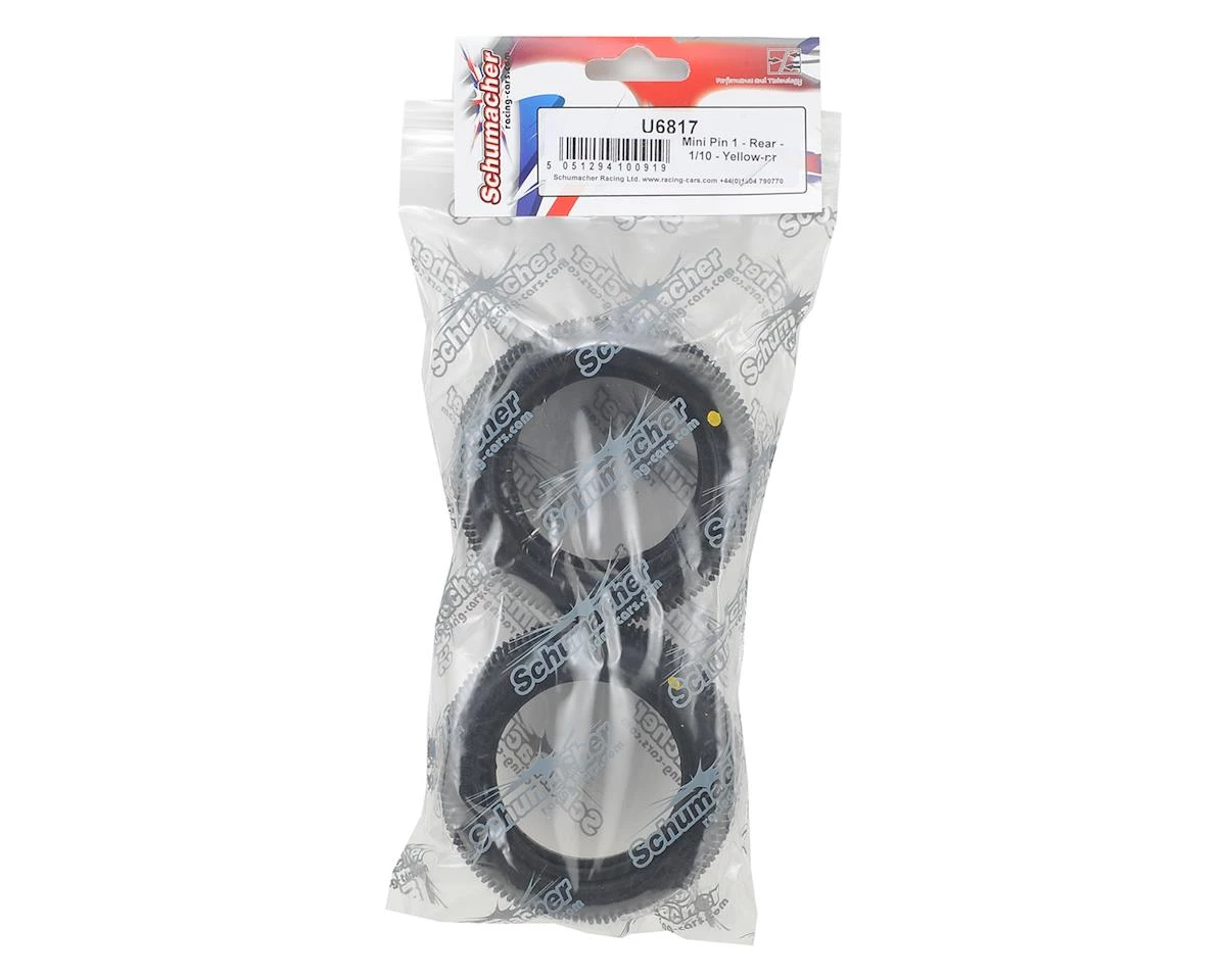 Schumacher "Mini Pin 1" 2.2" 1/10 Rear Buggy Carpet Tires (2) (Yellow) 4 Schumacher "Mini Pin 1" 2.2" 1/10 Rear Buggy Carpet Tires (2) (Yellow) - Image 2