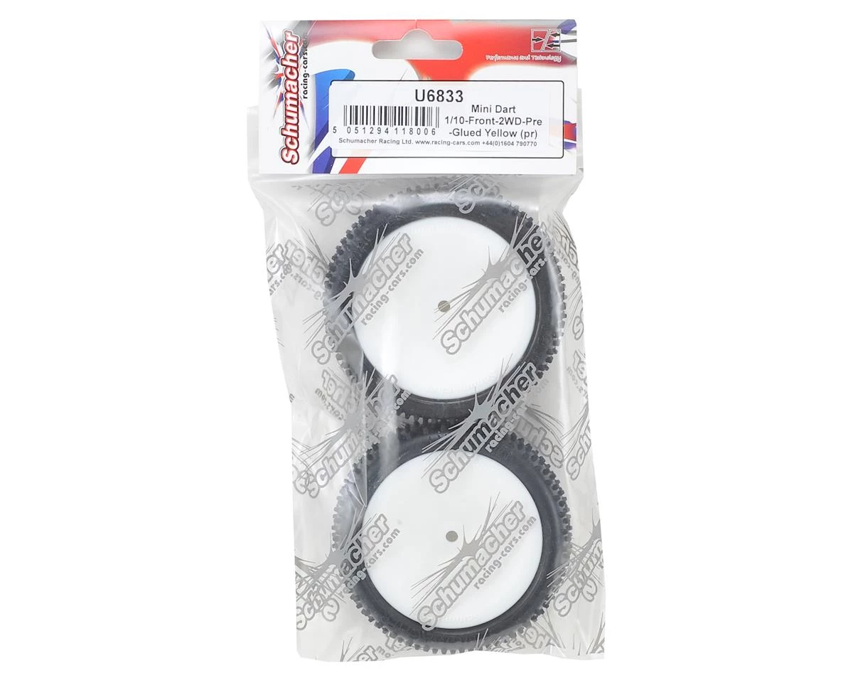 Schumacher "Mini Dart" 2.2" 2WD Front Pre-Mounted Turf Tires (2) (Yellow) w/12mm Hex 5 Schumacher "Mini Dart" 2.2" 2WD Front Pre-Mounted Turf Tires (2) (Yellow) w/12mm Hex - Image 3